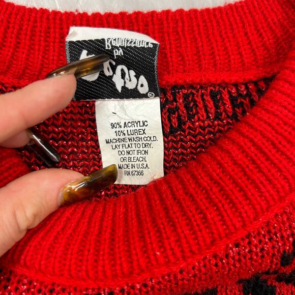 Vintage 80s Bow knit sweater size L - Picture 4 of 5